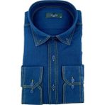 Advante Erkek Slim Fitt Keten Gömlek BGL-ST00143 - XS - Lacivert - Sarı