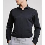 Advante Slim Fit Pamuk Saten Erkek Gömlek - Siyah - 4XL