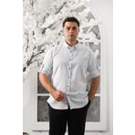 Advante Slimfit Katlamalı Kol Hasırlı Armürlü Yaka Düğmeli Erkek Gömlek BUZ MAVİSİ L