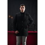 Advante Slimfit Kırlangıç Yaka Düğme Kapamalı Erkek Kaşe Kaban SİYAH XL