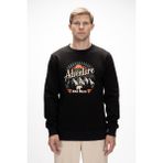 Adventure Siyah Crewneck Erkek Baskılı Sweatshirt - Siyah - XL