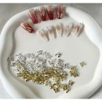Aeç Tasarım 10 Adet Gümüş - Gold Kelebek Tırnak Süsü Nail Art Süslemeleri