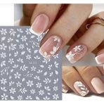 Aeç Tasarım Beyaz Çiçek Tırnak Süsleme Stickerı Nail Art Süslemeleri