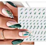 Aeç Tasarım Yeşil Yapraklı Tırnak Süsleme Stickerı Nail Art Süslemeleri