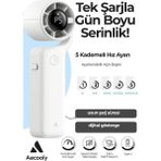 Aecooly Portatif Soğutucu El Fanı Aecooly LED Göstergeli Mini Şarjlı Vantilatör - İnci Beyazı