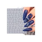 AEÇTASARIM Beyaz Kalp Çerçeve Tırnak Süsleme Stickerı, Nail Art Süslemeleri