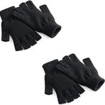 AEE® 2 Çift Yarım Parmak Eldiven – Örme Siyah Unisex Eldiven | Kesik Parmak Parmaksız Kışlık Erkek Kadın Eldiven