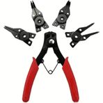 AEE® 4’ü 1 Arada Çok Fonksiyonlu Segman Pensesi Seti – İç & Dış Segmanlar İçin, 45° / 90° / 180° Değiştirilebilir Uçlu, Yaylı Halka Pensesi, Plastik Saplı
