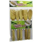 AEE® 5'li Büyük Boy Doğal Bambu Kaşık Spatula Mutfak Tahta Kaşık Seti 30cm