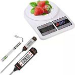 Aee® Dijital Mutfak Terazisi 10 Kg 1 Gr Hassasiyet + Dijital Gıda Termometresi Seti | -50°C +300°C | Mutfak, Pastacılık, Et, Tatlı Pişirme Ölçüm Seti