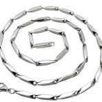 AEE® Paslanmaz Çelik Erkek Kolye Kare Küp Üçgen Model Gümüş Renk Zincir Unisex Kadın Kolye (65cm-3mm)