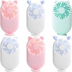 Aeergured 6'lı Paket El Tipi Mini USB Fan, Tutuculu Taşınabilir Cep Fanı Küçük Masa Fanı, USB Şarj Edilebilir Kişisel Fan, 3 Hızlı Pille Çalışan Kirpik Fanı Kadın Erkek Çocuk Dış Mekan Ofis