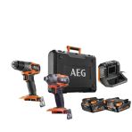 Aeg Ck18 Ac-2 Bl-X02b Çift Akülü Kömürsüz Kombo Set Darbeli Matkap + Darbeli Vidalama 2.0Ah+4.0Ah - 4935499435