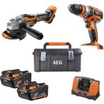 Aeg Ikili Set: Bews 18-125 Bl Akülü Kömürsüz Taşlama + Bsb 18C2X Akülü Darbeli Matkap (2x 4.0 Ah Akü + 1x Hızlı Şarj Cihazı)
