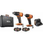 Aeg JP18I2-202C 18V Brushed Twin Pack Darbeli Matkap Seti Profesyonel Kalite Endüstriyel Kullanım
