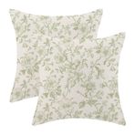 AEIOAE Adaçayı Yeşili Çiçekli Yastık Kılıfları 45 x 45,7 cm 2'li Set, Vintage Chinoiserie Çiçek Dekoratif Kırlent Kılıfları Dış Mekan Keten Çiftlik Evi Dekor Yastık Kılıfı Ev Kanepe için