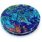 Aeisage Kadınlar için Cep Aynası Küçük Seyahat Aynası Büyüteç Van Gogh Süsen Çiçek Çanta Ayna Kompakt Benzersiz Hediye Sanatsal Anne için