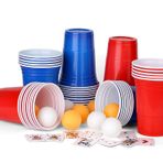 AEIWUMOK Beer Pong Kupa, (50 Beerpong Kupa 10 Top) Bira Pong Bardak Seti, 480 ml Toplu Beerpong Bardağı, Parti Kupası 25 Kırmızı ve 25 Mavi 16,23oZ, Parti İçme Oyunları için Çok Kullanımlık Kupa - Büyük