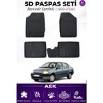 AEK Modern Renault Symbol 1999-2007 Araca Özel Havuzlu "karbon" Paspas Takımı - Siyah