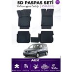 AEK Modern Volkswagen Caddy 2004-2010 Araca Özel Havuzlu "karbon" Paspas Takımı - Siyah