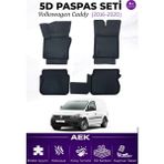 AEK Modern Volkswagen Caddy 2015-2020 Araca Özel Havuzlu "karbon" Paspas Takımı - Siyah