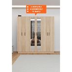 Aeka AE-2116 Kale Aynalı Sonomo 6 Kapaklı 13 Raflı 3 Askılıklı 180 cm Gardırop