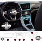 Ael-Tech Volkswagen T-Cross Uyumlu Vites Etrafı ve Ön Göğüs Piano Black 6’lı Set Tpu Koruyucu 2024-2025