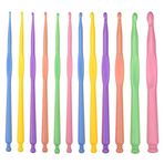 Aelike plastik tığ kancası, seyahat için, ergonomik set, artritik eller için, 12'li paket 2 – 10 mm plastik iğneler, çeşitli yün kalınlıkları için, yeni başlayanlar için çocuk seti