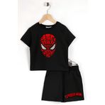 AEMİ Çocuk Spiderman Baskılı Alt Üst %100 Pamuk T-Shirt Şort Takım