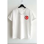 AEMİ Unisex Milli Takım Ay Yıldızlı Tshirt Göğüs Baskılı Oversize %100 Pamuklu Tişört