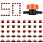 Aemygo 1/4 İnç Dikenli Kapatma Vanası, 50 Adet 1/4 "Evrensel Damla Sulama Borusu Kaplin Vanası, Bahçe, Çiçek Saksı, Tarım Arazileri, Çimler için Plastik Manuel Barb Vanası
