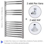 Aeon Krom Kaplama Çelik Havlupan + 2 Adet Pex Köşe Vana + 2 Adet Boru Gizleme