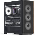 Aero Cool D501A Black 4X12CM A-Rgb Fanlı, Ahşap Ön Panel Detaylı, Tempered Cam Yan ve Mesh Ön Panel, USB Type-C, Atx Bilgisayar Kasası (AE-D501A-BK)