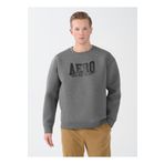 Aeropostale E-Ever Bisiklet Yaka Baskılı Antrasit Melanj Erkek Sweatshirt