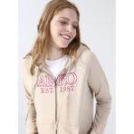 Aeropostale K-3009 Kapüşon Yaka Baskılı Bej Kadın Sweatshirt