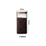 Aesco 1400ML Sızdırmaz Vakumlu Bambu Kapaklı Borosilikat Cam Kavanoz – Hava Geçirmez & Dayanıklı Gıda Saklama Kabı (10CM x 21CM) - 0 Siyah - Option-1