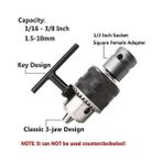 Aesco 1,510 mm 1/16 Inç - 3/8 Inç Kapasiteli Anahtar Matkap Mandren Anahtarı Dönüştürücü 1/2 Inç Soket Dişi Adaptör - Option-1