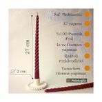 Aesco (2 Adet 27.5cm) Mum Konik Şamdan Mumu Dekoratif Akmaz Kırılmaz Mum Bal Mumu Beeswax Candle (Bordo)