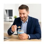 Aesco Açık Mavi Saklama Kabı – 2 Katlı Taşınabilir Yemek Kabı, Kaşık ve Çatal Dahil 18X10 cm - Kestane Akaju - Option-1