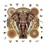 Aesco Ahşap Puzzle, Majestik Mandala Fil, 250 Parça, 29 x 28 cm Boyutunda