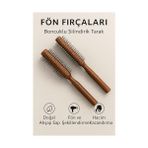 Aesco Ahşap Saplı Fön Fırçası – Boncuklu Silindirik Tarak | Profesyonel Saç Şekillendirme, Fön ve Hacim Kazandırma | Doğal Ahşap Sap - Option-1