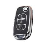 Aesco Autohan Keys Megane 4 Joy, Clio 5, Captur, Taliant Express Için 3 Butonlu Nano Anahtar Kılıfı, Siyah-Gümüş
