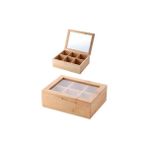 Aesco Bambu 6 Bölmeli Çay Kutusu -%100 Orjinal Bambu Mıknatıslı Kapak 21X16,5 X7CM - 0 Siyah - Option-1