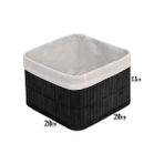 Aesco Bambu Çok Amaçlı Saklama Kutusu Düzenleyici Kare Organizer, Dekoratif Bambu Düzenleyici Siyah (20X20X13CM) - -50 C