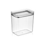 Aesco Dikdörtgen Erzak Saklama Kabı, Silikon Contalı, Şeffaf Plastik, 2100 Ml, 10,5 x 16 x 17 cm - 0 Siyah - Option-1