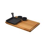 Aesco Döküm Mini Kare Izgara Tava Kayın Ahşap Altlıklı Döküm Demir Yekpare Saplı Ölçü 16X16CM. - Option-1 - --