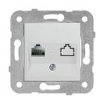 Aesco / Metalik Beyaz Tekli Data Cat6 Mekanizma ve Düğme/kapak Vakumlu Paket - Option-1 - Ahşap