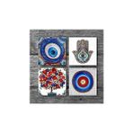 Aesco Nazar, Nar Ağacı, Fatma Ana Eli Taş Bardak Altlığı Seti - 4 Parça - Dekoratif, Rustik Mutfak Aksesuarı, 10X10 Cm, Kaydırmaz Tabanlı, Şık ve Dayanıklı SC370 - Kestane Akaju - Option-1