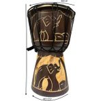 Aesco Otantik Ahşap Djembe Davul, 25 Cm, Mahoni Ağacı ve Keçi Derisi, El Yapımı Bali Endonezya, Fil Figürlü, 14 cm Deri Çap