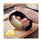 Aesco Paslanmaz Çelik Sarımsak Ezici Presi Parçalayıcı Doğrama Aleti Garlic Press Rende Sağ/sol El Uyumlu Yeni Model EASYSO2018 - Kestane Akaju - Option-1